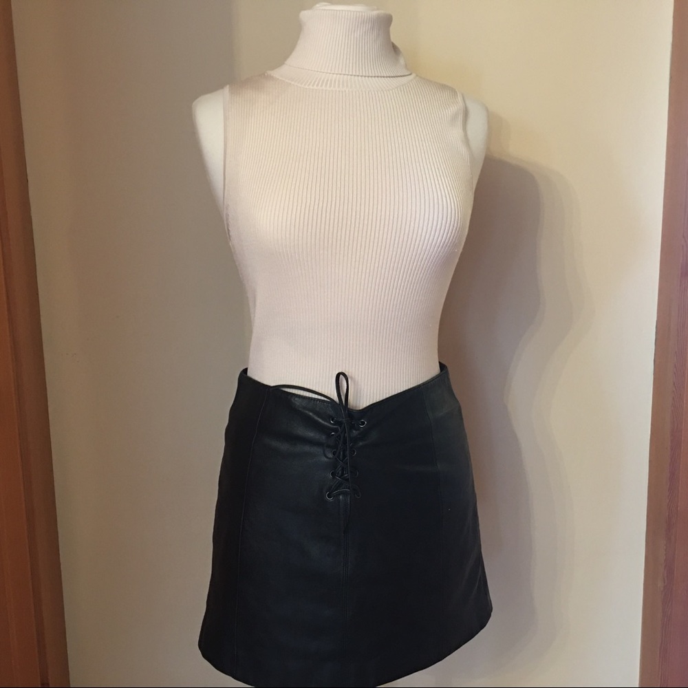 GENUINE LEATHER Mini Skirt